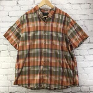 Eddie Bauer Shirt Mens XL Plaid Button Up Short Sleeve